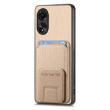 For OPPO Reno8 Z Carbon Fiber Card Bag Fold Stand Phone Case(Khaki)