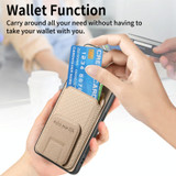 For OPPO Reno9 Pro+ 5G Carbon Fiber Card Bag Fold Stand Phone Case(Khaki)