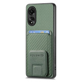For OPPO Reno8 Z Carbon Fiber Card Bag Fold Stand Phone Case(Green)