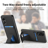 For OPPO Reno9 Pro+ 5G Carbon Fiber Card Bag Fold Stand Phone Case(Black)