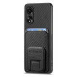 For OPPO Reno9 Pro+ 5G Carbon Fiber Card Bag Fold Stand Phone Case(Black)