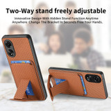 For OPPO Reno9 5G Carbon Fiber Card Bag Fold Stand Phone Case(Brown)