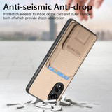 For OPPO Reno9 5G Carbon Fiber Card Bag Fold Stand Phone Case(Khaki)