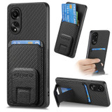 For OPPO Reno8 5G Carbon Fiber Card Bag Fold Stand Phone Case(Black)