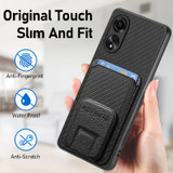 For OPPO Reno8 5G Carbon Fiber Card Bag Fold Stand Phone Case(Black)