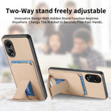 For OPPO Reno8 5G Carbon Fiber Card Bag Fold Stand Phone Case(Khaki)