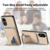 For OPPO A93 5G/A74 5G/A54 5G Carbon Fiber Card Bag Fold Stand Phone Case(Khaki)