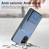 For OPPO Reno8 Pro 5G Carbon Fiber Card Bag Fold Stand Phone Case(Blue)