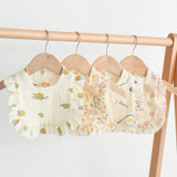 Baby Feeding Bib Ruffle Infants Saliva Towel Soft Cotton Burp Cloth, Style: Cherry Bunny
