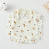 Baby Feeding Bib Ruffle Infants Saliva Towel Soft Cotton Burp Cloth, Style: Little Tiger