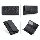 Baellerry N2403 Ladies Long Wallet with Multiple Card Slots Large Capacity Tri-fold Clutch Bag, Color: Black