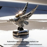 Car Hood Decoration 3D Spread Wings Flying Eagle Modification Universal Car Emblem(Silver)