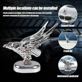 Car Hood Decoration 3D Spread Wings Flying Eagle Modification Universal Car Emblem(Silver)