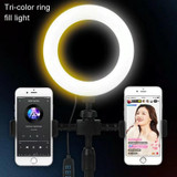 Double-machine Position Round Plate Desktop Cell Phone Live Streaming Holder 6 inch Fill Light Selfie Portable Holder