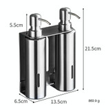 Hotel Stainless Steel Soap Dispenser Home Wall Mounted No Punch Press To Soap Bottle, Style: Round 2 Barrel