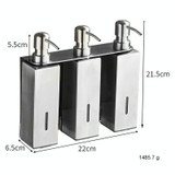 Hotel Stainless Steel Soap Dispenser Home Wall Mounted No Punch Press To Soap Bottle, Style: Square 3 Barrel