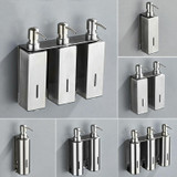 Hotel Stainless Steel Soap Dispenser Home Wall Mounted No Punch Press To Soap Bottle, Style: Square 3 Barrel