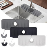 Bathroom Kitchen Silicone Faucet Anti-Splash Drain Mat, Color: Gray+Waterproof Edge(37x14.7x2cm)