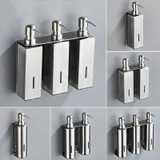 Hotel Stainless Steel Soap Dispenser Home Wall Mounted No Punch Press To Soap Bottle, Style: Round 3 Barrel