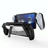 For Sony PlayStation Portal  TPU + PC Game Console Protective Case with Holder(Black)