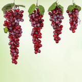 4 Bunches 36 Red Grapes Simulation Fruit Simulation Grapes PVC with Cream Grape Shoot Props
