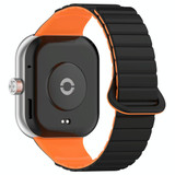 For Xiaomi Mi Band 8 Pro / Redmi Watch 4 Two Color Magnetic Silicone Watch Band(Black Orange)