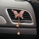 Butterfly Tassel Pearl Diamond Car Air Vent Aromatherapy Clip(Pink)
