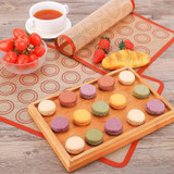 High Temperature Resistant Silicone Baking Mat Macaron Puff Oven Mat(Red 30 Circle)