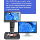 HD Electronic Digital Microscope 5 Inch Screen Touch Key 8000X Biological Cell Electronic Magnifying Glass