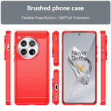 For OnePlus 12 Brushed Texture Carbon Fiber TPU Phone Case(Red)