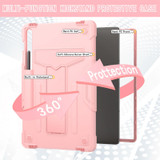 For Samsung Galaxy Tab S9 FE+ / S9+ T Holder Robot Silicone Hybrid PC Tablet Case(Rose Gold)
