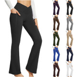 Women Sports Pant Solid Color High Waist Yoga Slimming Casual Loose Wide-leg Pants, Size: L(Black)