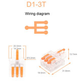 D1-3T Push Type Mini Wire Connection Splitter Quick Connect Terminal Block(Orange)