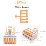 D1-5 Push Type Mini Wire Connection Splitter Quick Connect Terminal Block(Orange)