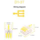 D1-3T Push Type Mini Wire Connection Splitter Quick Connect Terminal Block(Yellow)