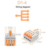 D1-4 Push Type Mini Wire Connection Splitter Quick Connect Terminal Block(Orange)