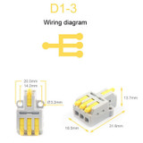 D1-3 Push Type Mini Wire Connection Splitter Quick Connect Terminal Block(Yellow)