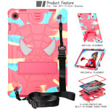 For Samsung Galaxy Tab A9+ Fold-Holder Spider Silicone Hybrid PC Tablet Case(Camouflage Rose Red)