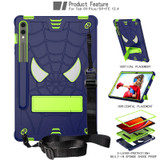 For Samsung Galaxy Tab S9 FE+ / S9+ Fold-Holder Spider Silicone Hybrid PC Tablet Case(Navy Yellow Green)