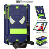 For Samsung Galaxy Tab S9 FE / S9 Fold-Holder Spider Silicone Hybrid PC Tablet Case(Navy Yellow Green)