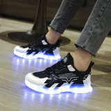 USB Charging LED Light Shoes Couples Casual Sneakers Hip-Hop Luminous Shoes, Size: 43(White Black)