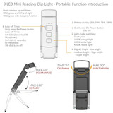 USB Charging Portable Detachable Reading Clip Light Rotatable Eye Protection Mini LED Desk Lamp(White)