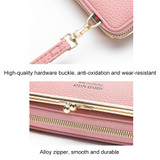 Embroidered Large Capacity Single-shoulder Phone Bag Crossbody Zipper Long Ladies Wallet, Color: Dark Pink