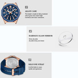 Curren 8437 Casual Men Silicone Strap Quartz Watch with Calendar, Color: White Shell Gray