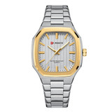 Curren 8458 Business Steel Strap Men Quartz Watch, Color: White Shell Golden Circle White Surface