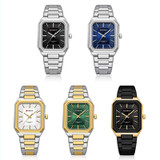 Curren 8457 Business Steel Strap Square Men Quartz Watch, Color: Golden White