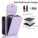 For Samsung Galaxy Z Flip5 Card Slots Folding RFID Phone Case with Long Lanyard(Light Purple)