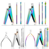 FABIYAN Nail Art Scissors Set Stainless Steel Nail Clippers Dead Skin Scissors Remover Steel Push, Specification: Set 3
