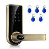 Password + Key + Sensor Card Zinc Alloy Red Bronze Electronic Door Lock Touch Screen Electronic Code Lock