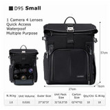 Cwatcun D95 Large Capacity Photography Backpack Shoulders Laptop Camera Bag, Size:27 x 37 x 16cm(Dark Black)